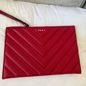 DKNY Red Chevron Clutch